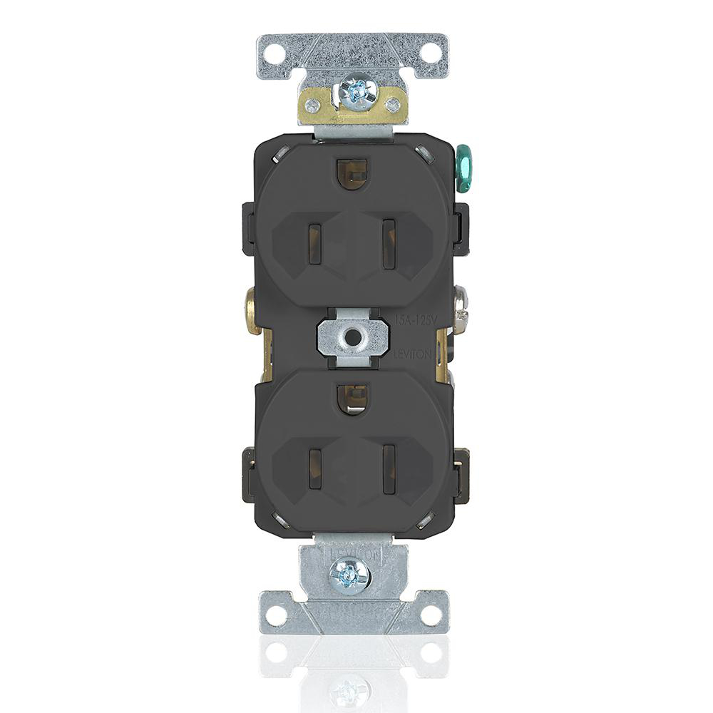 Product image for Receptacle straight duplex narrow body 2P 3W 125V 15AMP black