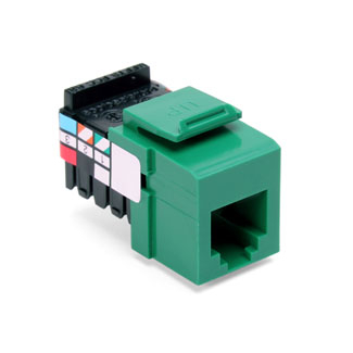 Product image for Connector USOC snap-in 6P6C green quickport