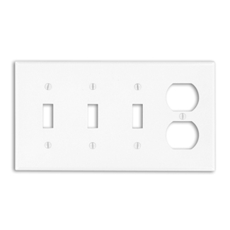 Product image for Wallplate combination 4-gang 3-toggle 1-duplex