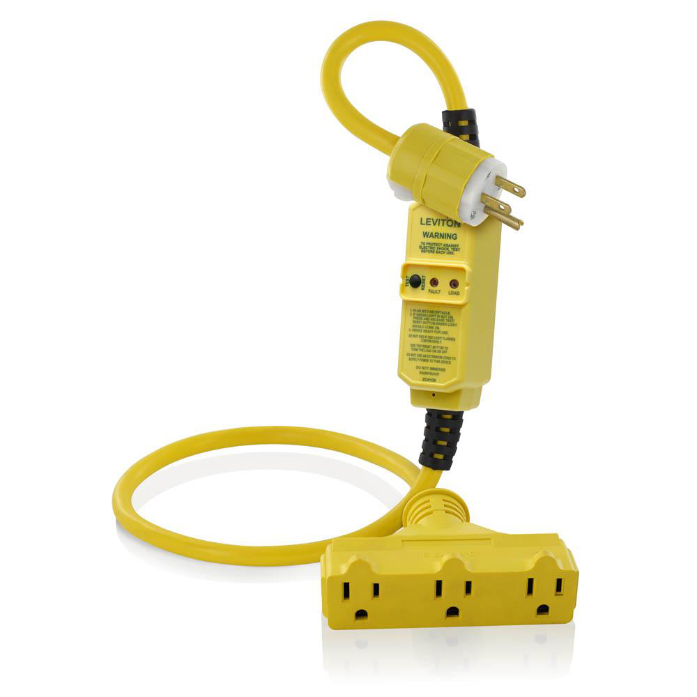 Product image for 15 Amp GFCI Cord Set, 3 Foot, Manual Reset