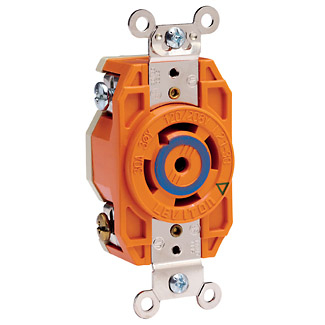 Product image for Receptacle locking flush 4P 5W 120/208V 30AMP orange