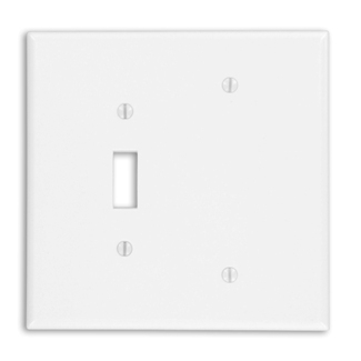 Product image for Wallplate oversize 2-gang 1-toggle 1-blank thermoset white