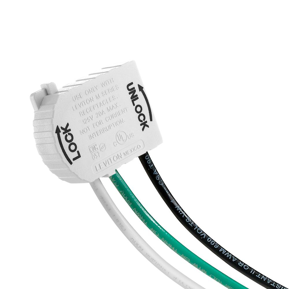 Product image for Module wiring right-angle 12AWG 2P 3W 125V 20AMP white