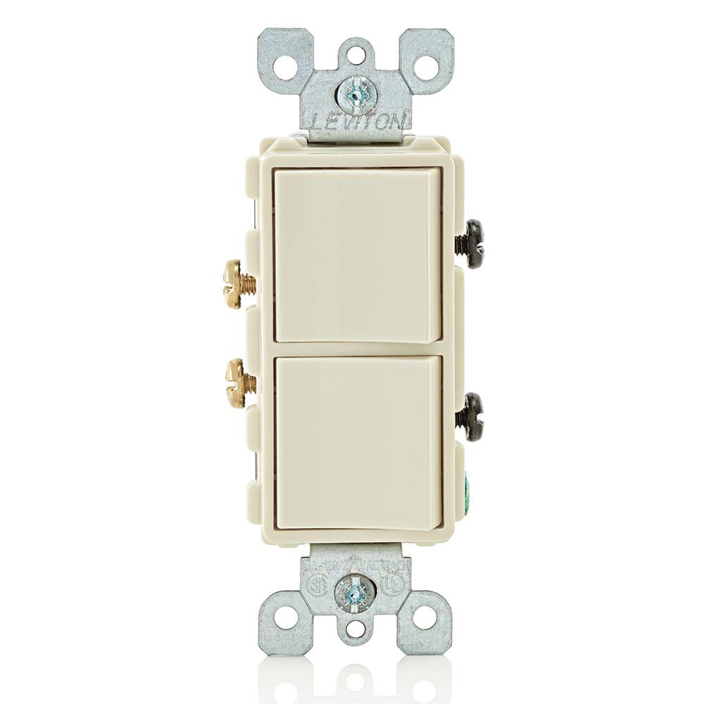 Product image for Switch rocker 15a 120/277v 1pole ac quiet almond