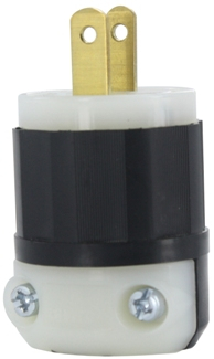 Product image for Plug straight 2P 2W 125V 15AMP black-white