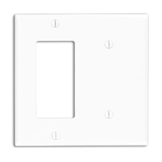 Product image for Wallplate combination standard 2-gang 1-blank 1-decora/GFCI thermoplastic white