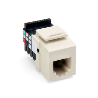 Product image for Connector USOC snap-in 6P6C lt almond quickport