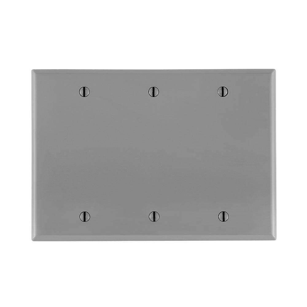 Product image for Wallplate standard 3-gang no device blank thermoplastic grey