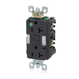 Product image for Receptacle GFCI hospital grade LED guide light 20A 125V black
