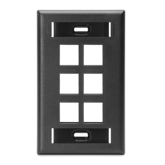 Product image for Plate wall 1-gang 6-port ID window plastic black