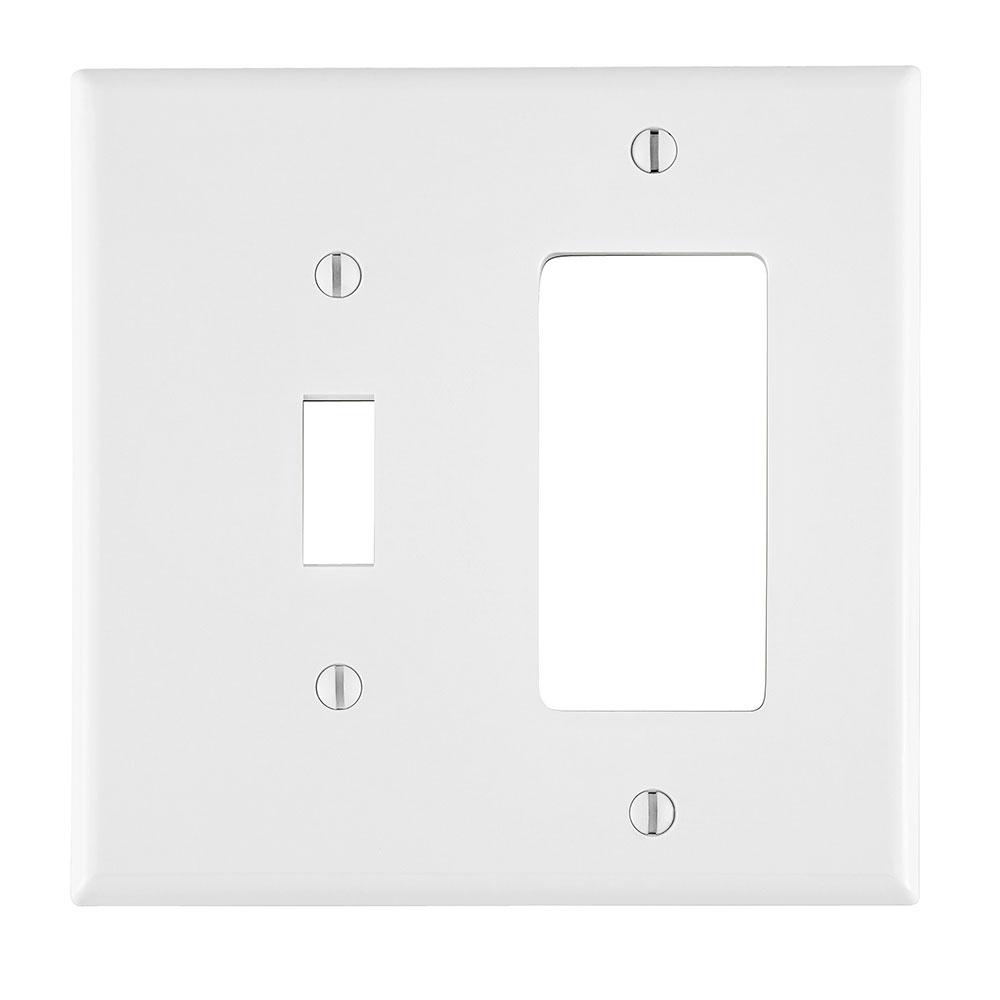 Product image for Wallplate combination midway 2-gang 1-decora 1-toggle thermoplastic white