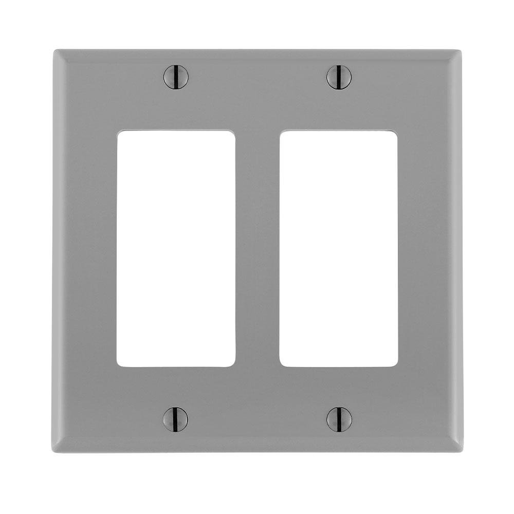 Product image for Wallplate standard 2-gang thermoplastic gray
