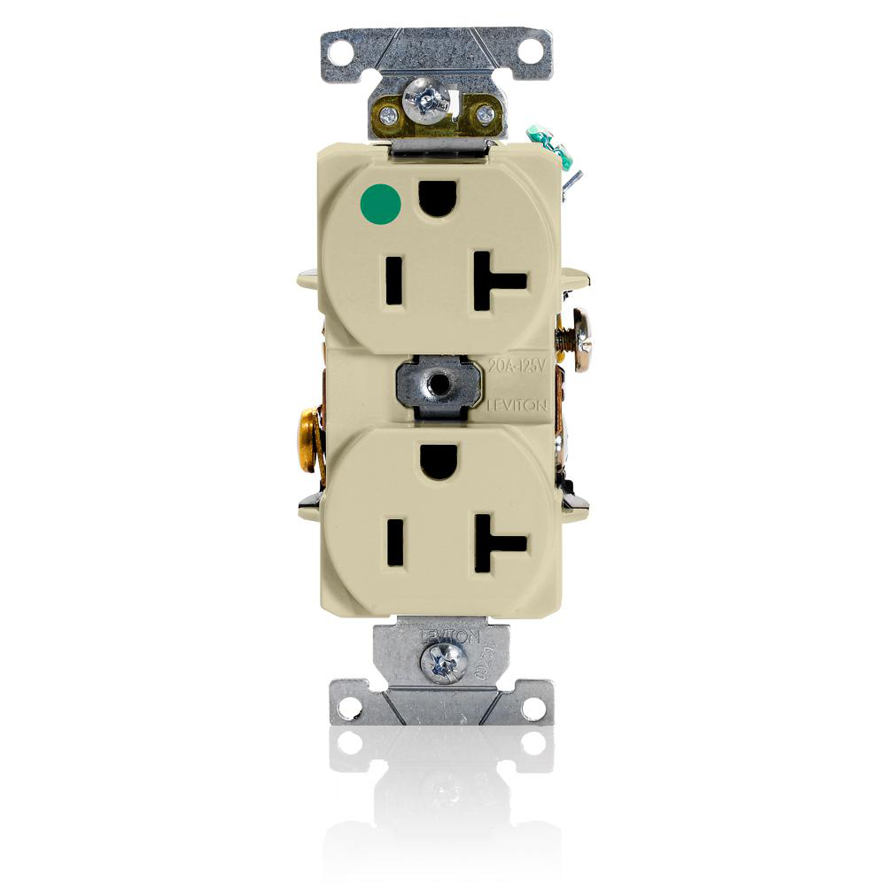 Product image for Receptacle duplex wire lead slim nylon 20A 125V ivory