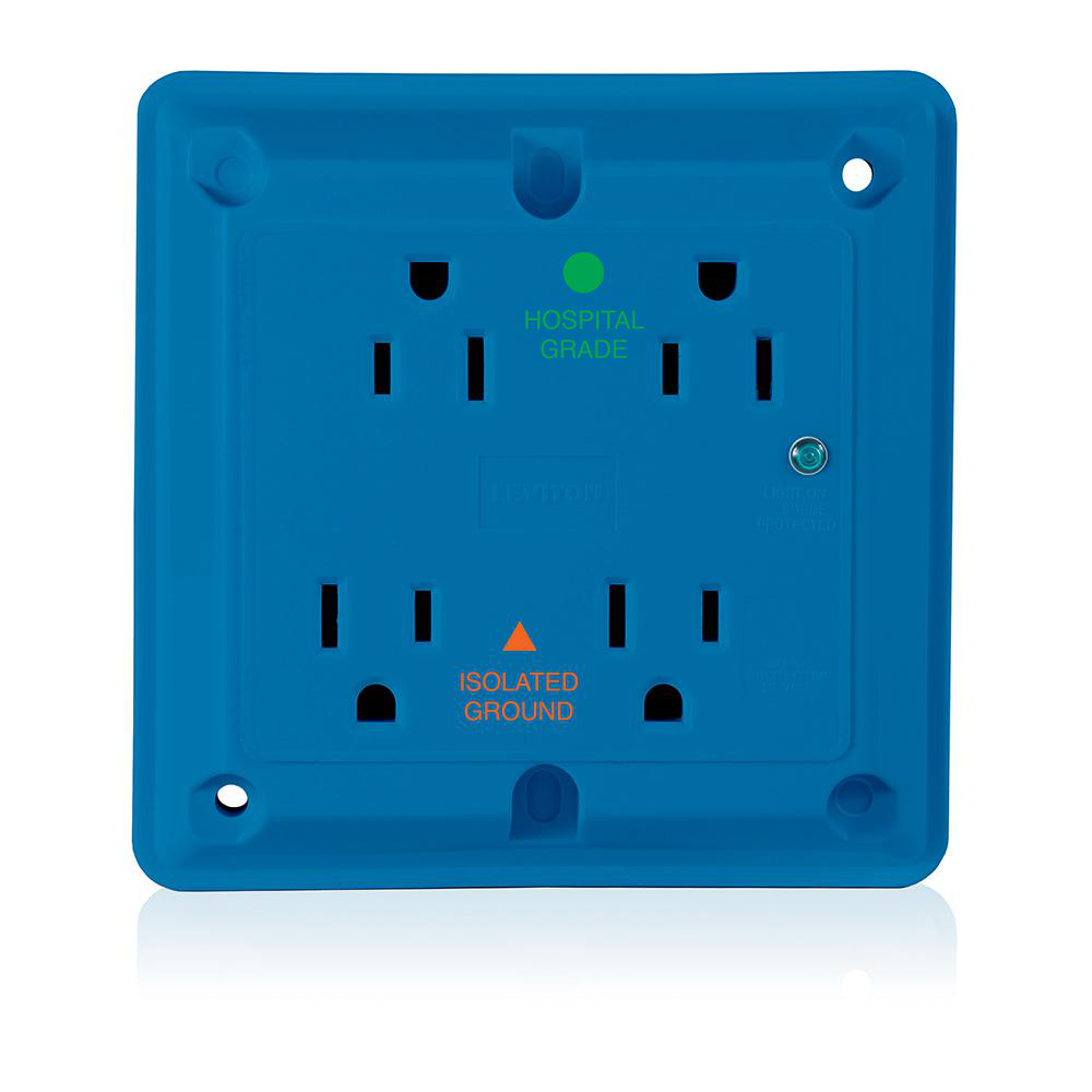 Product image for Receptacle 4-in-1 2-pole isolated-ground 15A 125V blue