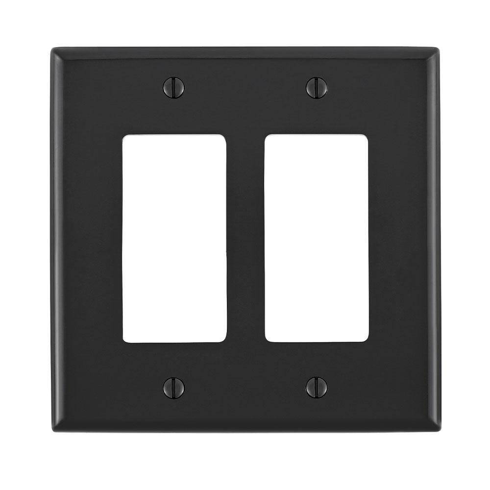 Product image for Wallplate 2-gang midway thermoplastic nylon black