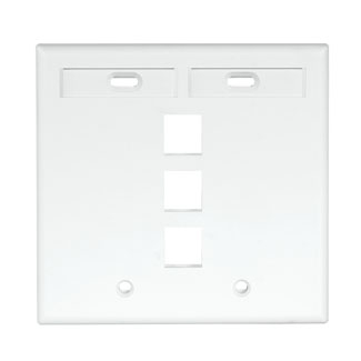 Product image for Plate wall 2-gang 3-port ID window plastic white