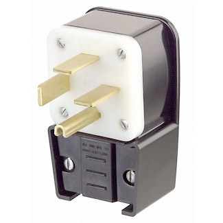 Product image for Plug ind grade str nylon 3P4W 250V 60A blk