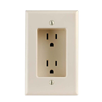Product image for Receptacle recessed duplex 1-gang 2P 3W 125V 15AMP light almond