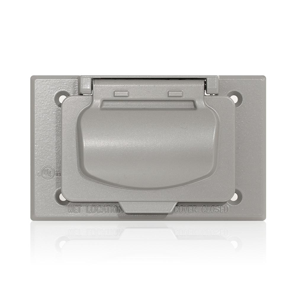 Product image for LEVITON WM1HF-GY COVER DECORA/ GFCI REC 1GANG GREY HORIZONTAL WALLPLATE FS BOX WEATHERPROOF GASKET
