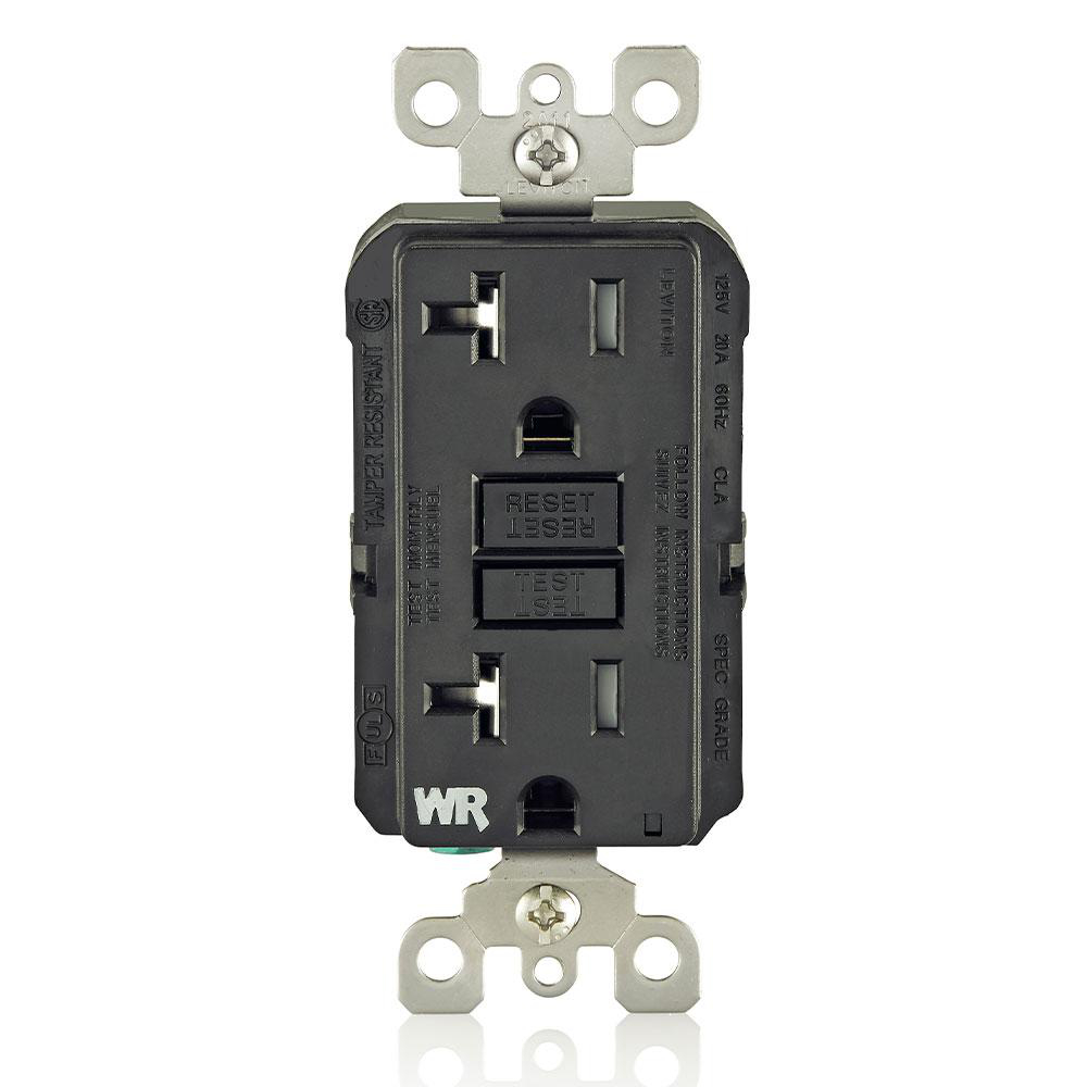 Product image for Receptacle GFCI commercial grade LED tamper resistant 20A 125V black