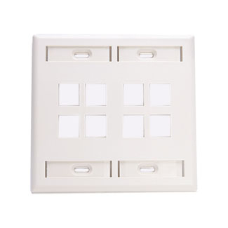 Product image for Plate wall standard 2-gang 8-port plastic white