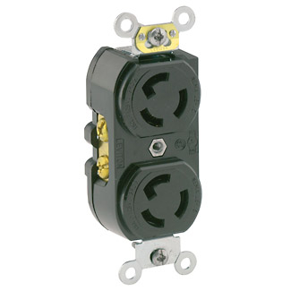 Product image for Receptacle locking duplex 2P3W 125V 15A black