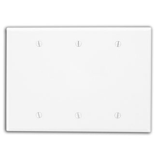 Product image for 3-Gang Blank Wallplate, Midway Size, Thermoset, White