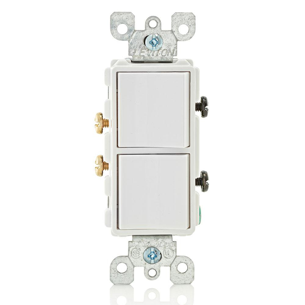 LEVITON 5634-W SWITCH COMBO DECORA 15A 125V 277V WHITE SP 2SWITCHES