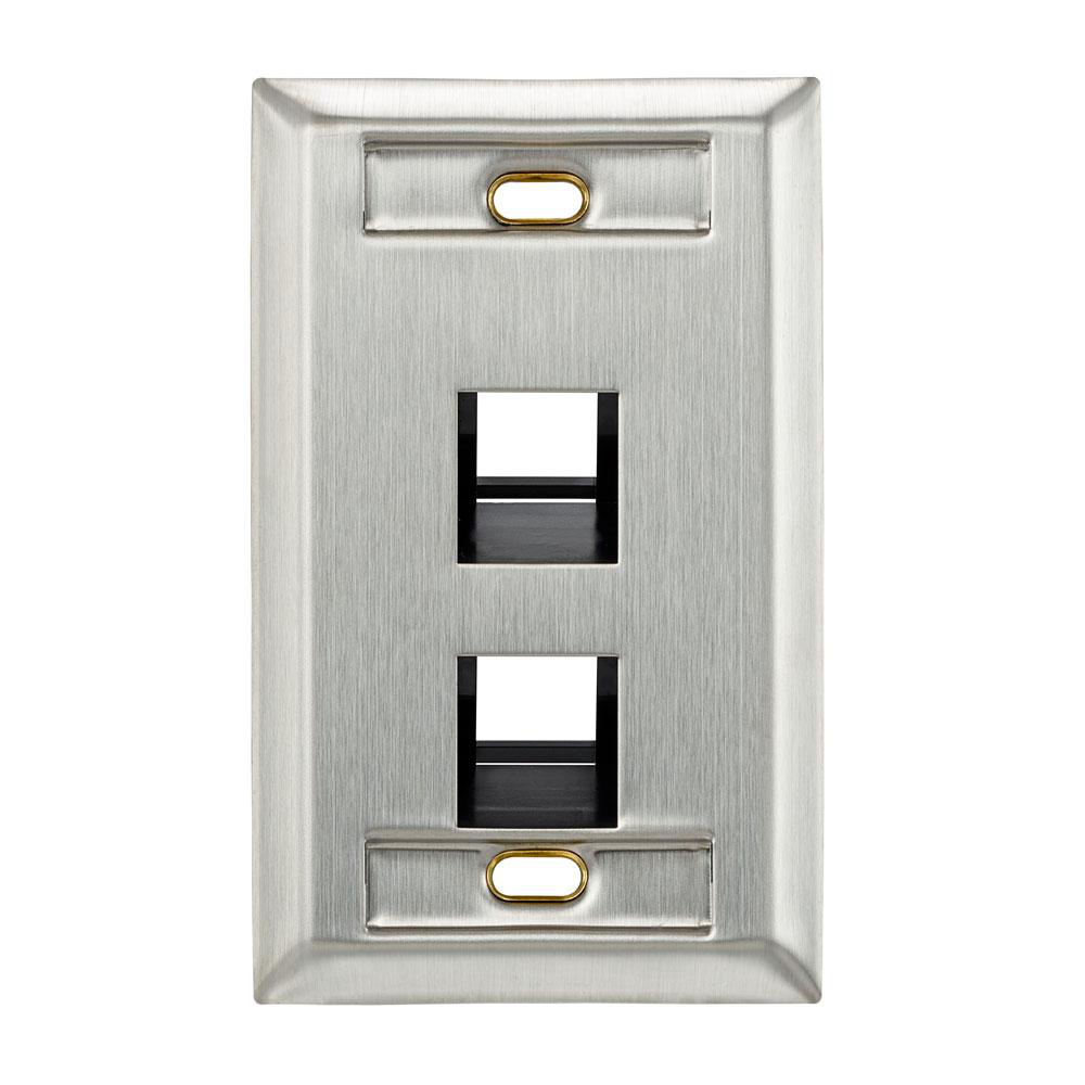 Product image for Wallplate 1-gang 2-port windows 45.. angle SS white