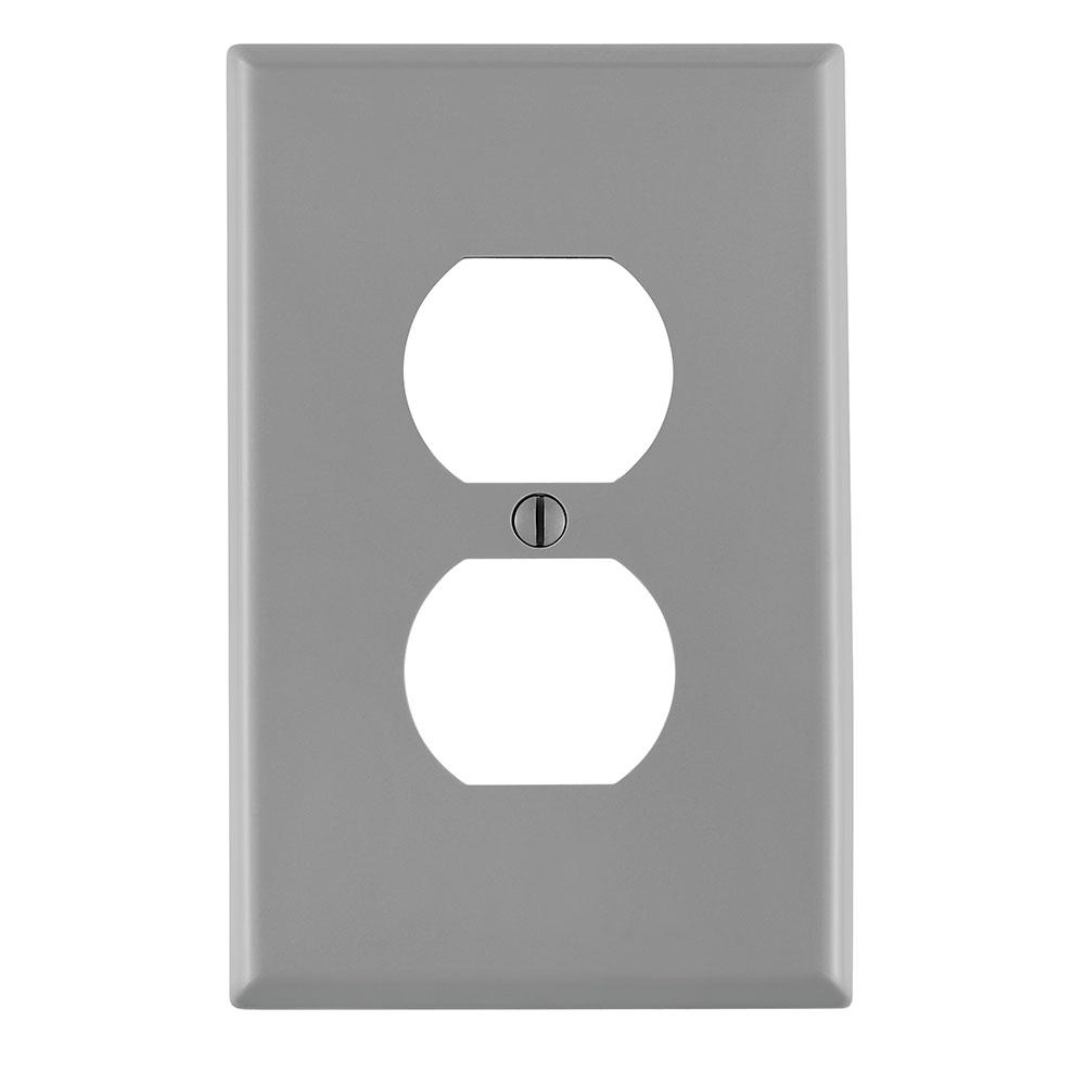 Product image for Wallplate midway 1-gang duplex receptacle thermoplastic grey