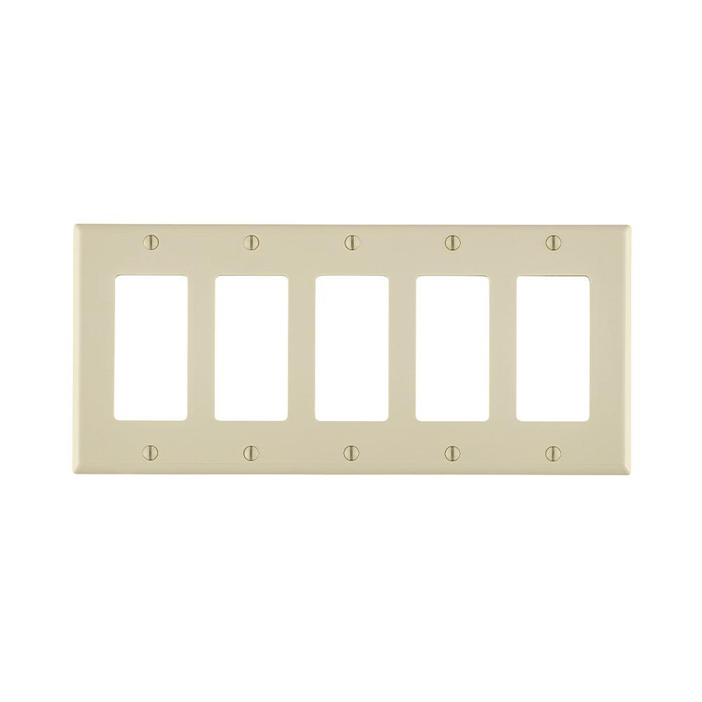 Product image for Wallplate standard 5-gang nylon light almond