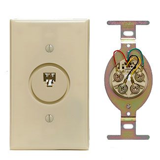 Product image for Insert telephone round 6P4C plastic ivory