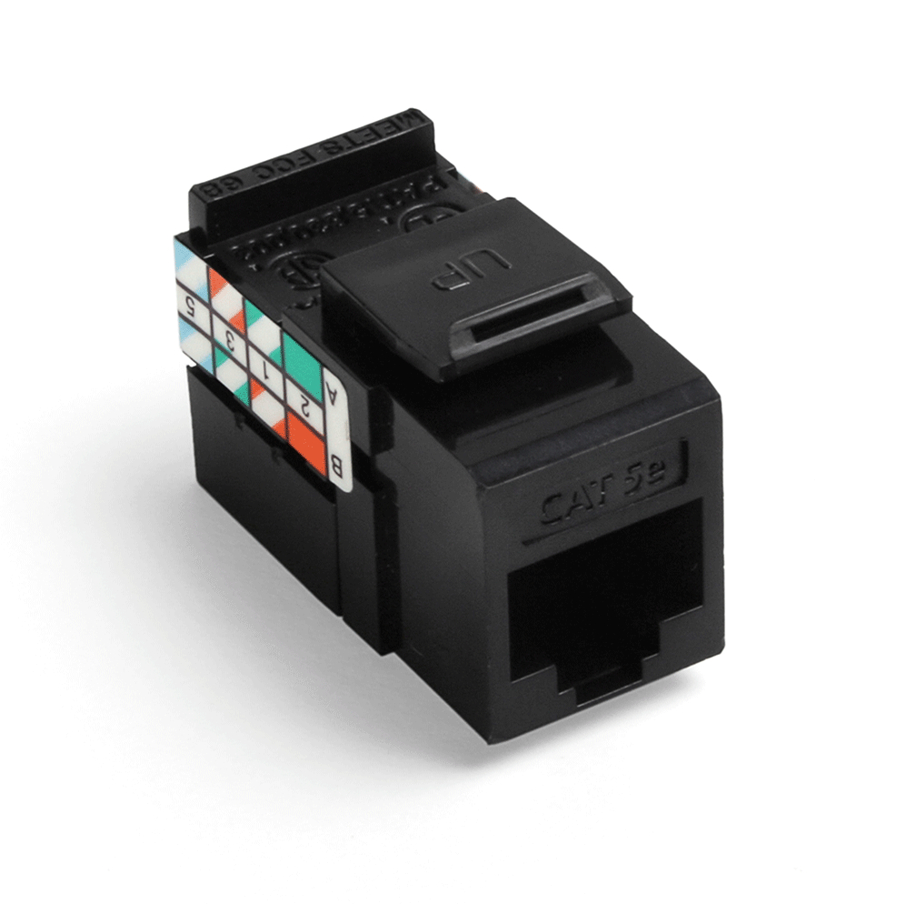LEVITON 5G108-RE5 CONNECTOR CAT5E 8COND GIGAMAX CHANNEL RATED SNAPIN BLACK