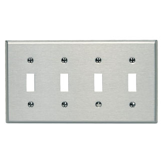 Product image for Wallplate standard 4-gang 1-toggle 302SS
