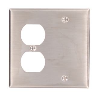 Product image for Cover plate blank+duplex 2 gang stainless thick
