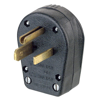 Product image for 30/50 Amp, 125 Volt, 2P, 3W, Plug, Straight Blade, Commercial Grade, Angle,