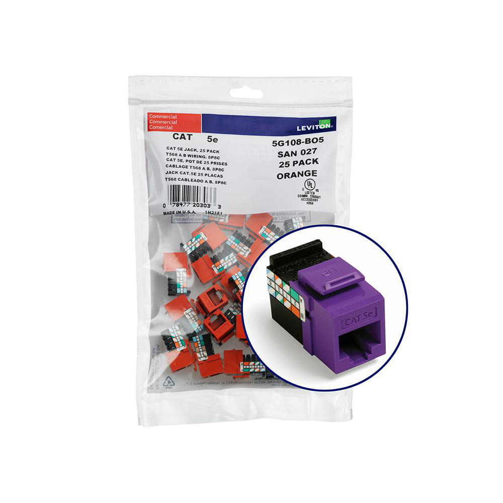 Product image for Connector high-impact CAT-5e UTP purple 25/bag