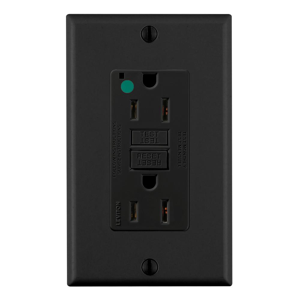 Product image for Receptacle GFCI hospital grade standard 15A 125V black