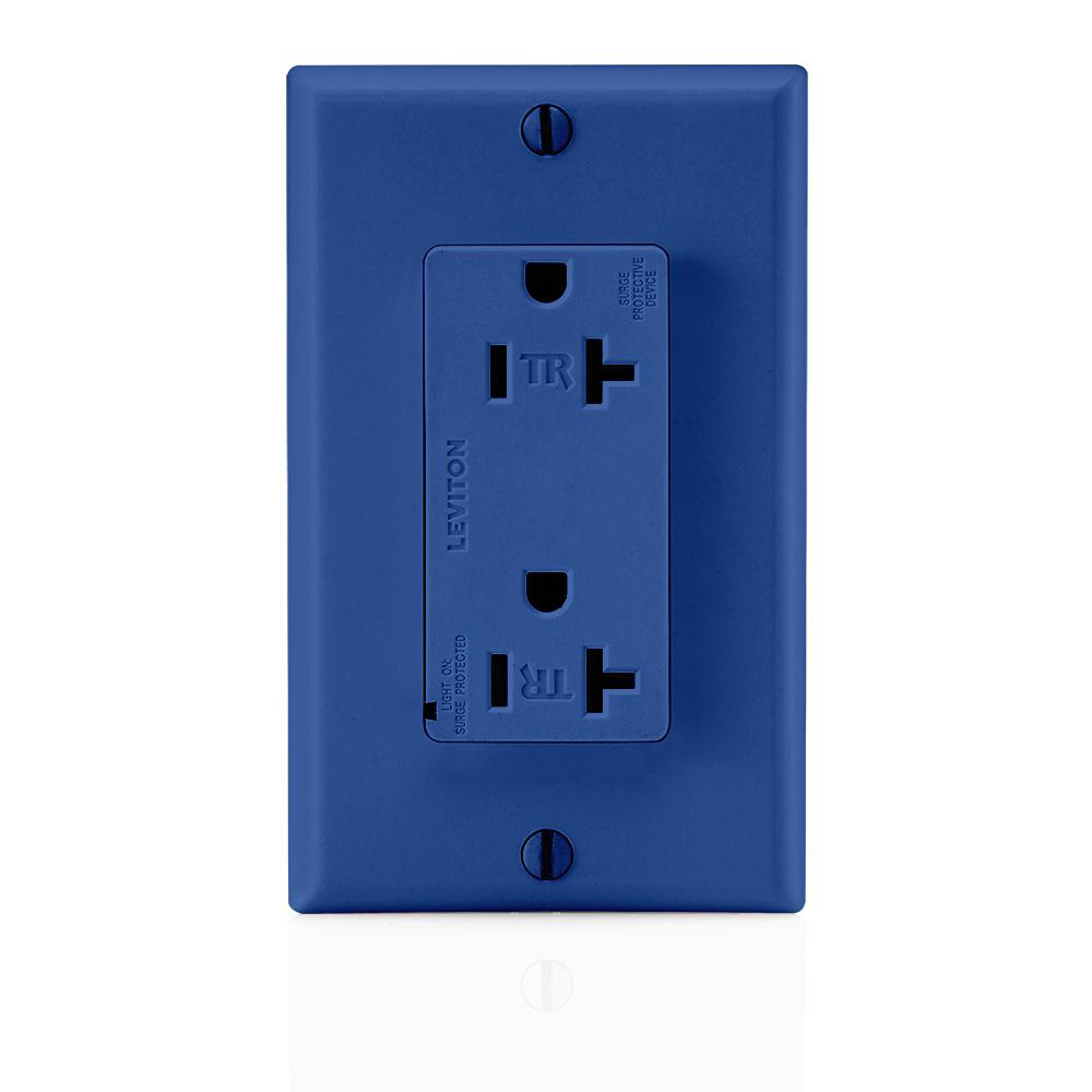 Product image for Receptacle duplex surge protective 20A 125V blue
