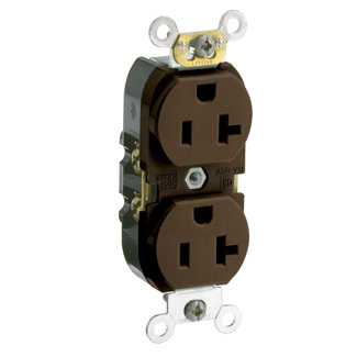 Product image for Receptacle straight duplex slim body 2P 3W 125V 20AMP brown