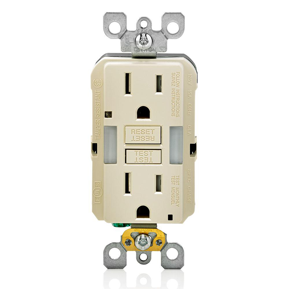 Product image for Receptacle GFCI commercial grade LED guide light 15A 125V light almond