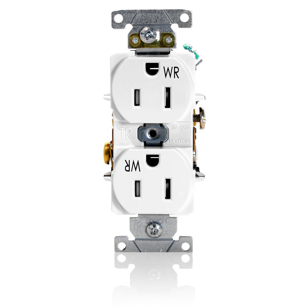 Product image for Receptacle straight duplex weather & tamper resistant 2P 3W 125V 15AMP white