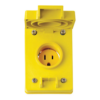 Product image for Receptacle with flip lid straight single 2P 3W 125V 15AMP yellow