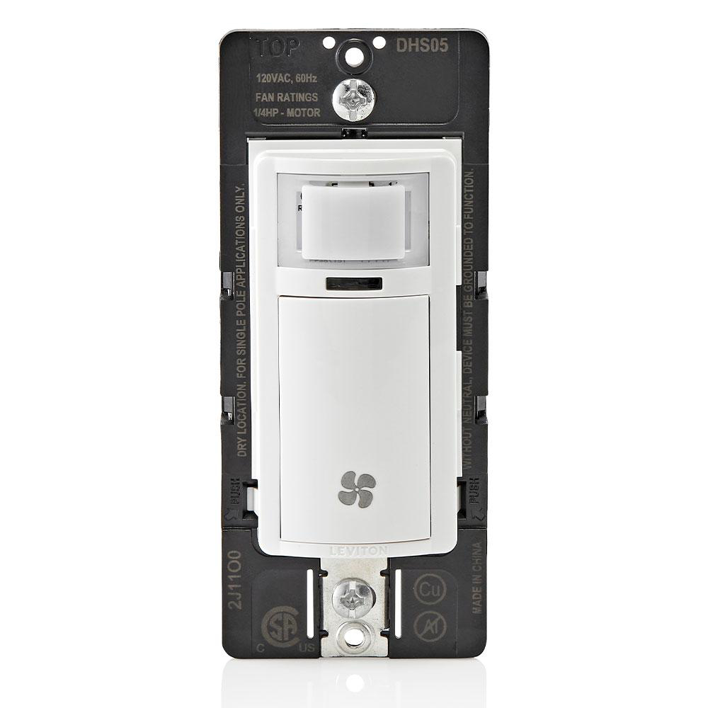 Product image for Decora In-Wall Humidity Sensor and Fan Control Switch, 1/4 HP, Residential