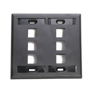 Product image for Plate wall 2-gang 6-port ID window plastic black