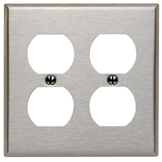 Product image for Cover plate 2 rec.duplex 2 gang stainless