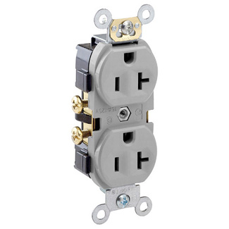 Product image for Receptacle straight duplex narrow body 2P 3W 125V 20AMP grey