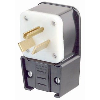 Product image for Plug straight 2P 3W 277V 50AMP angle-black