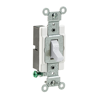 Product image for Switch toggle 15a 120/277v 1pole ac quiet white