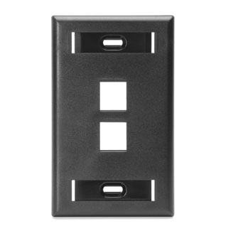 Product image for Wall plate ID window 1G 2port plst blk quickport